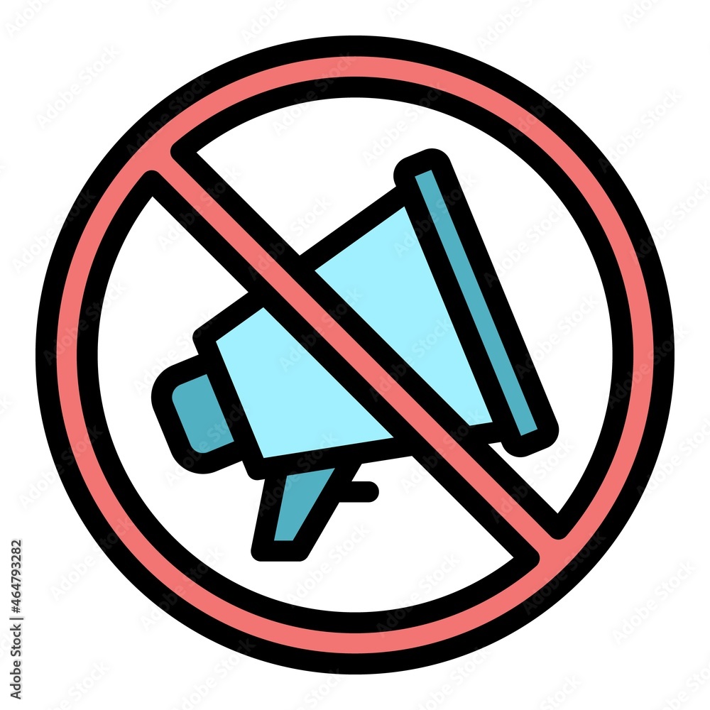 Poster no megaphone use icon. outline no megaphone use vector icon color flat isolated