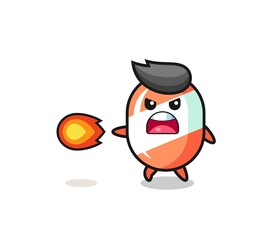 cute candy mascot is shooting fire power