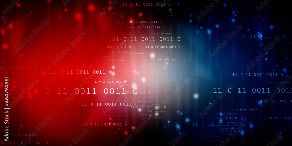 Poster 2d illustration abstract digital binary data on computer screen