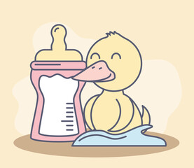 cute duck and bottle milk