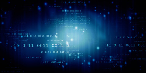 2d illustration abstract digital binary data on computer screen
