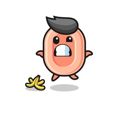 soap cartoon is slip on a banana peel