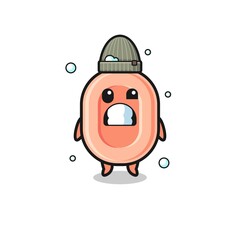 cute cartoon soap with shivering expression