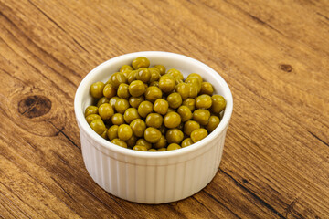 Marinated green pea in the bowl