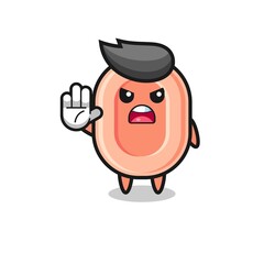 Obraz premium soap character doing stop gesture