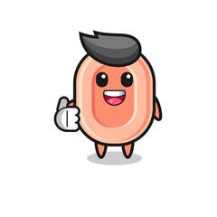 Obraz premium soap mascot doing thumbs up gesture