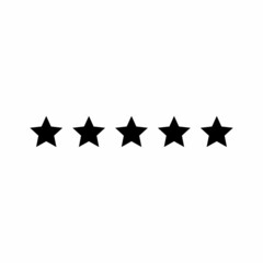 Straight five stars icon. Simple, high quality and suitable for your design. Flat design vector illustration on a white background. Rating, class, quality, satisfaction.