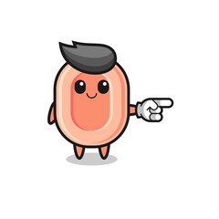 soap mascot with pointing right gesture