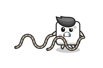 illustration of sugar cube doing battle rope workout