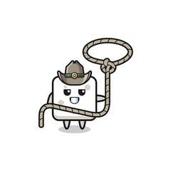 the sugar cube cowboy with lasso rope