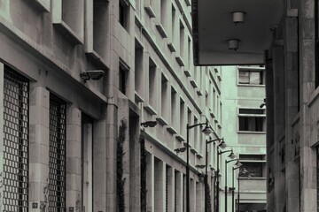 building facade in a small alleyway in downtown Beirut