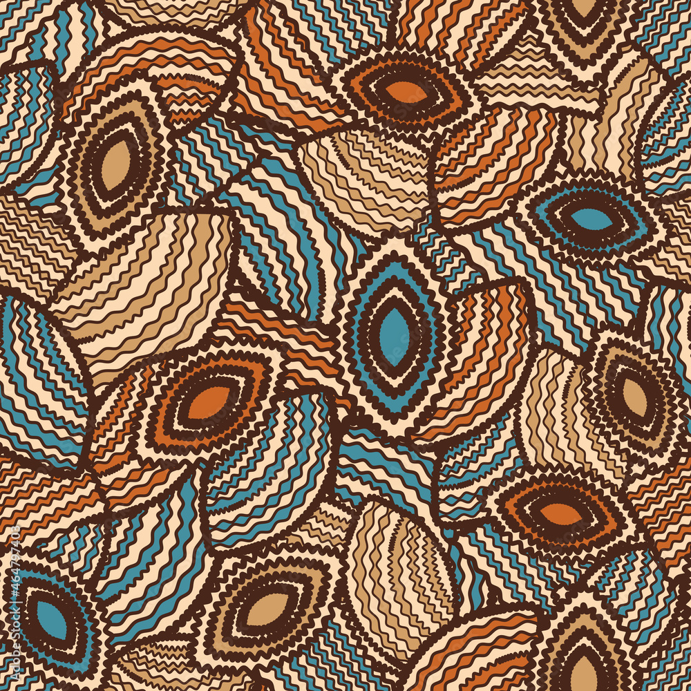 Poster seamless abstract pattern with the image of geometric shapes and wavy lines