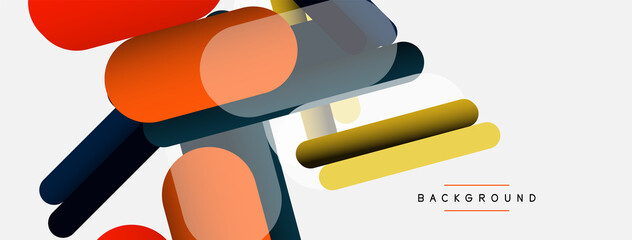 Abstract background. Round shapes, lines compositions on grey backdrop. Vector illustration for wallpaper banner background or landing page