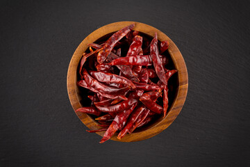 dried chili on stone background