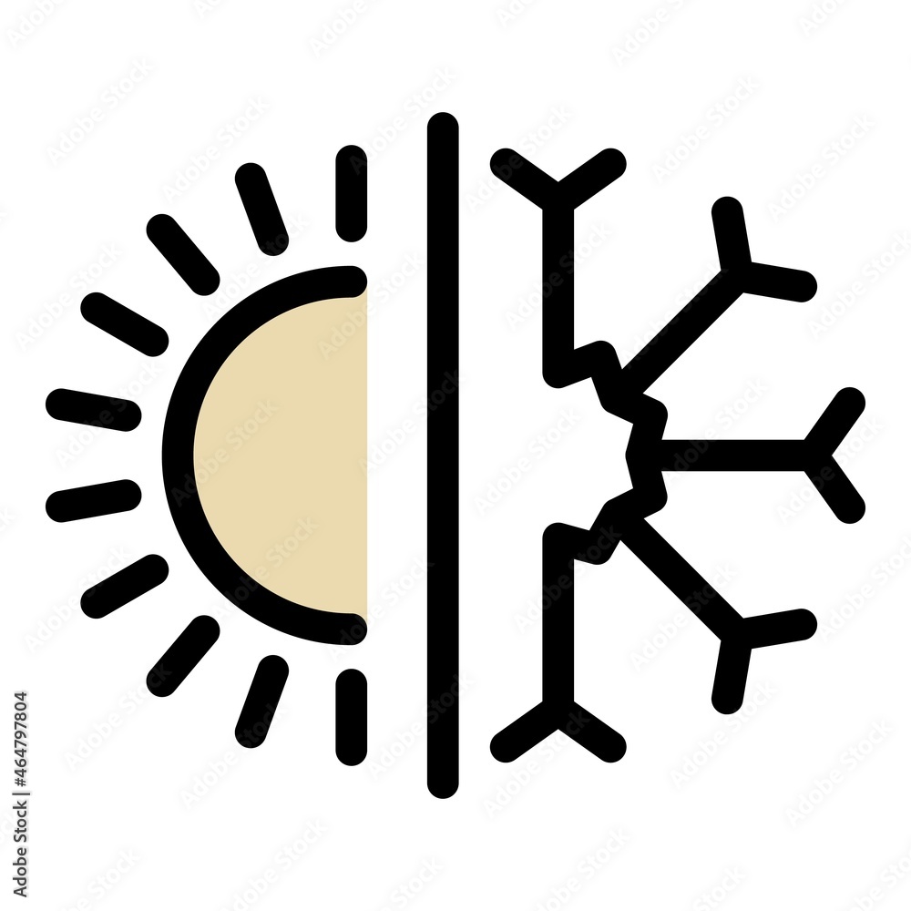Aufkleber sun and snowflake icon. outline sun and snowflake vector icon color flat isolated