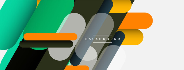 Abstract background. Round shapes, lines compositions on grey backdrop. Vector illustration for wallpaper banner background or landing page