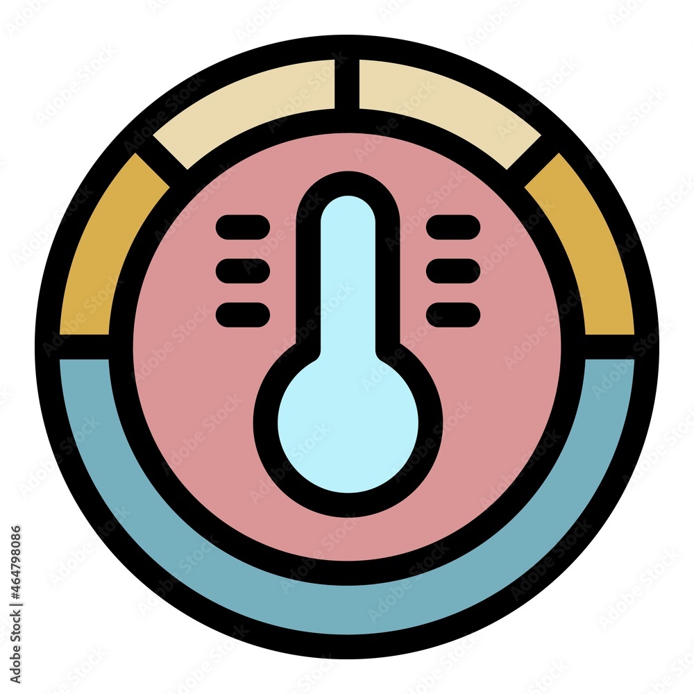Poster thermometer in a circle icon. outline thermometer in a circle vector icon color flat isolated