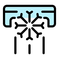 Air conditioning and snowflake icon. Outline air conditioning and snowflake vector icon color flat isolated