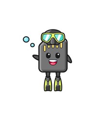Fototapeta premium the memory card diver cartoon character