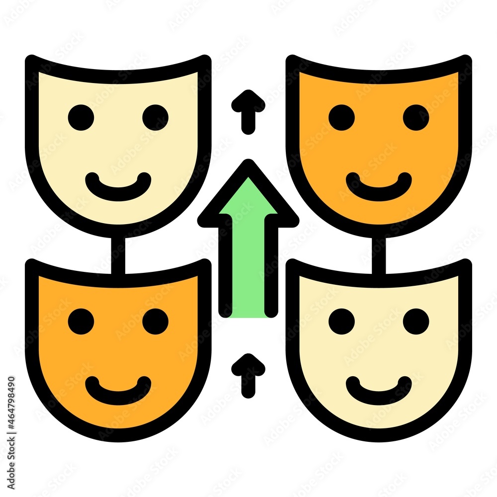 Poster self control mask icon. outline self control mask vector icon color flat isolated