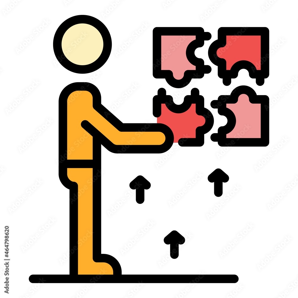 Poster puzzle resolve skill icon. outline puzzle resolve skill vector icon color flat isolated