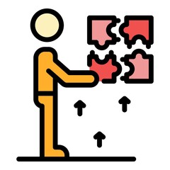Puzzle resolve skill icon. Outline puzzle resolve skill vector icon color flat isolated