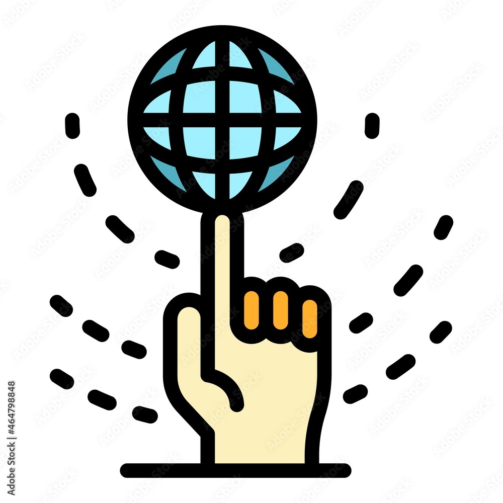 Poster global idea skill icon. outline global idea skill vector icon color flat isolated