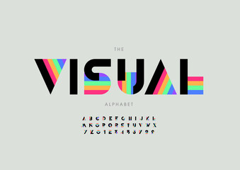 Vector of stylized modern font and alphabet	