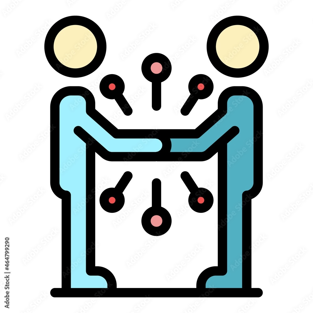 Aufkleber learning teamwork icon. outline learning teamwork vector icon color flat isolated