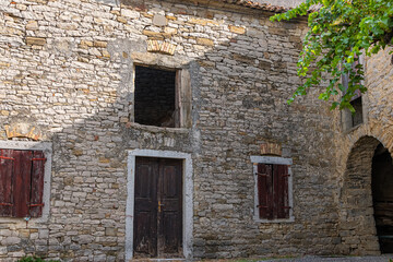 Picturesque views of the old famous village Draguć, in northern Istria, Croatia