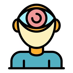 Strategy eye skill icon. Outline strategy eye skill vector icon color flat isolated