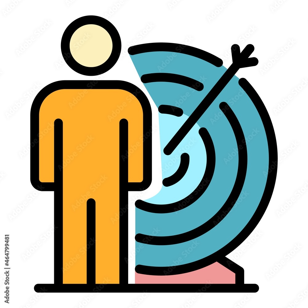 Poster working target skill icon. outline working target skill vector icon color flat isolated
