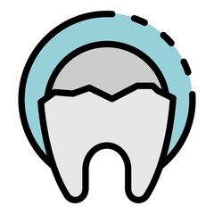 Broken tooth icon. Outline broken tooth vector icon color flat isolated