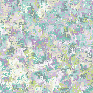 Camouflage for fashionable clothes. Square outlines. Pink, purple, green, beige. © Yarbsontan Nionadr