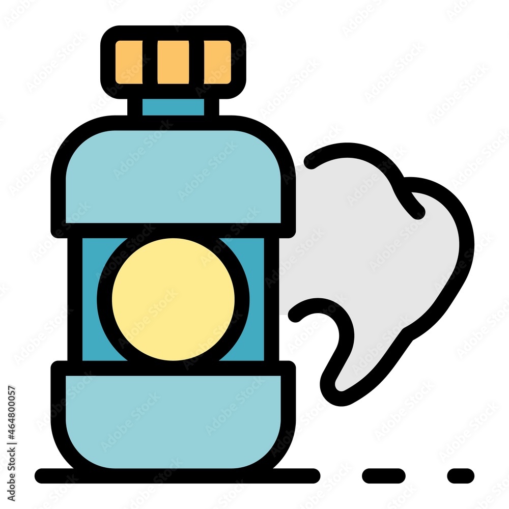 Poster tooth elixir icon. outline tooth elixir vector icon color flat isolated