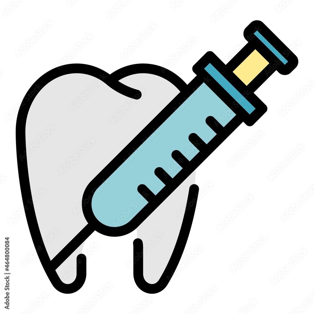 Poster tooth injection icon. outline tooth injection vector icon color flat isolated