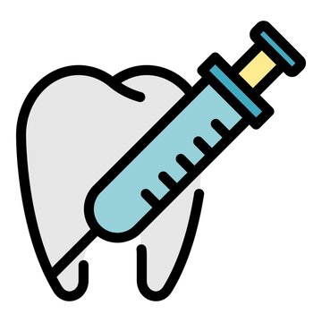 recommend clip art: Tooth injection icon. Outline tooth injection vector icon color flat isolated