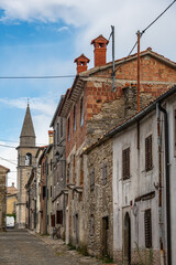 Picturesque views of the old famous village Draguć, in northern Istria, Croatia