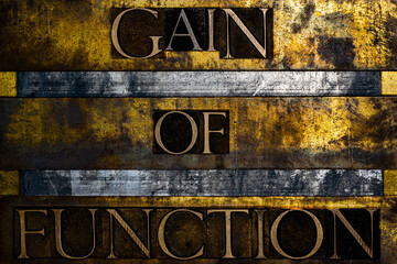 Gain of Function text on textured grunge copper and vintage gold background