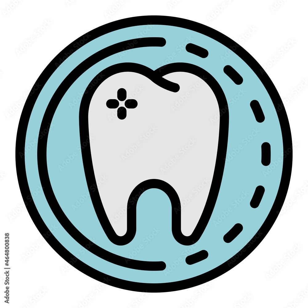 Wall mural tooth in a circle icon. outline tooth in a circle vector icon color flat isolated - Wall murals