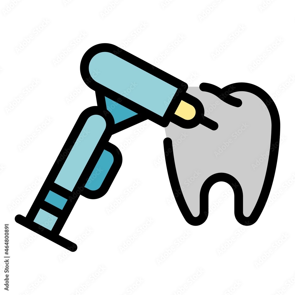 Wall mural dentist drills a tooth icon. outline dentist drills a tooth vector icon color flat isolated