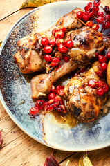 Chicken meat fried with berries