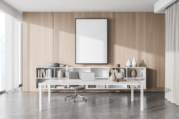 Empty canvas in grey and white office