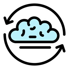 Data cloud mission icon. Outline data cloud mission vector icon color flat isolated
