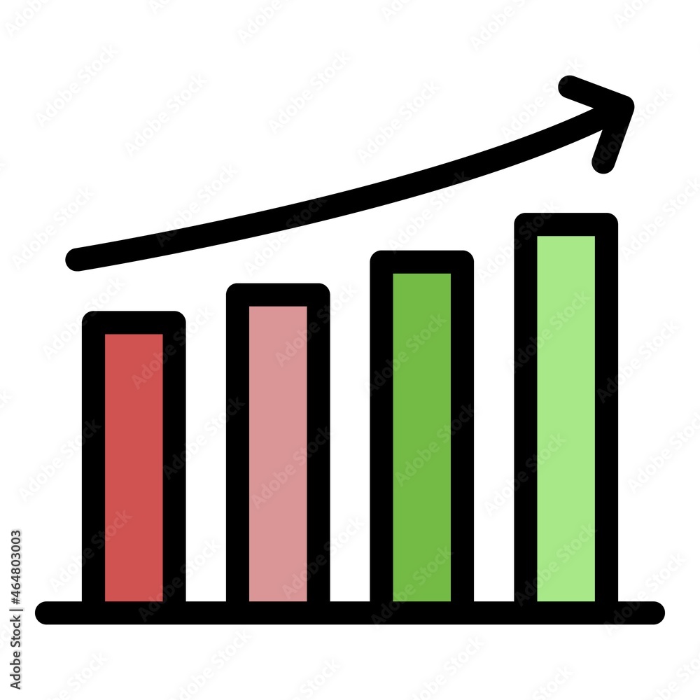 Poster mission graph chart icon. outline mission graph chart vector icon color flat isolated