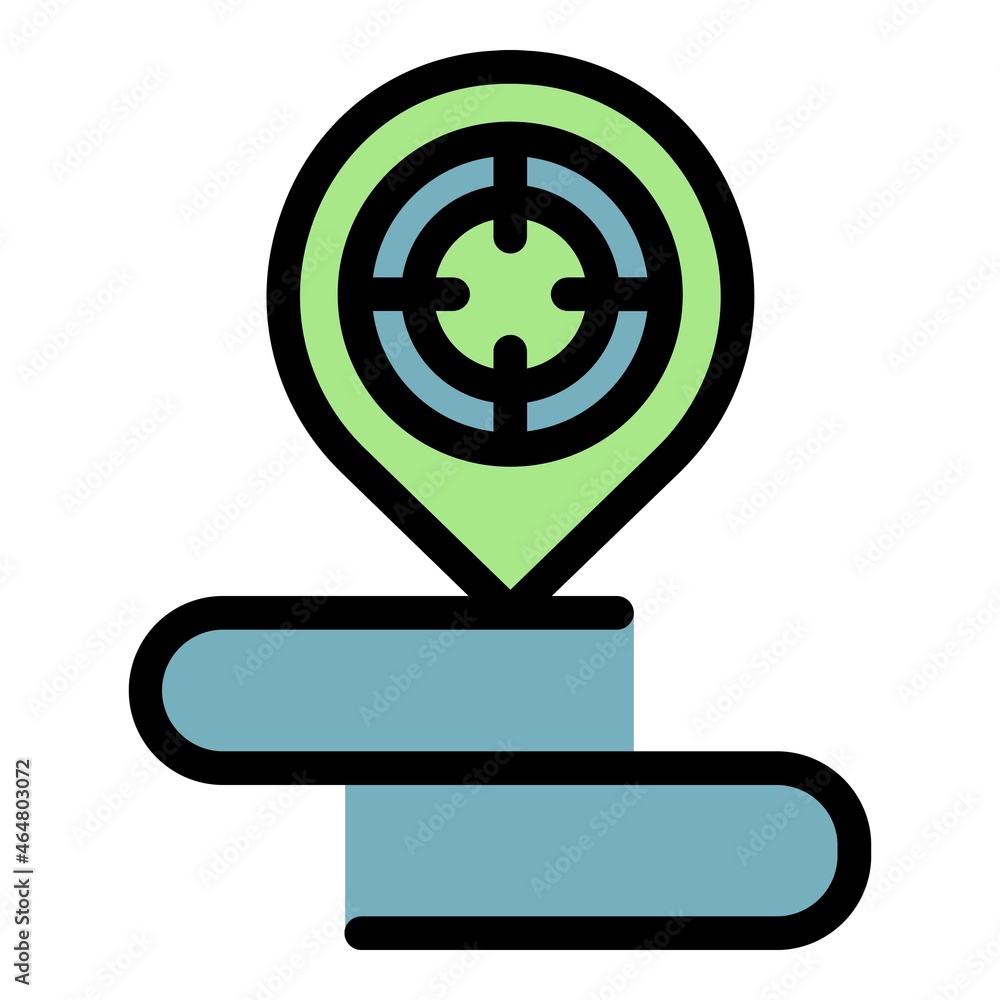 Poster target map pin icon. outline target map pin vector icon color flat isolated