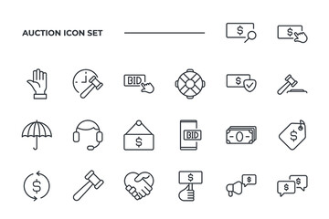 Auction set icon, isolated Auction set sign icon, vector illustration