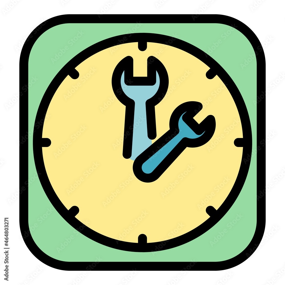 Poster wall clock repair icon. outline wall clock repair vector icon color flat isolated - Posters