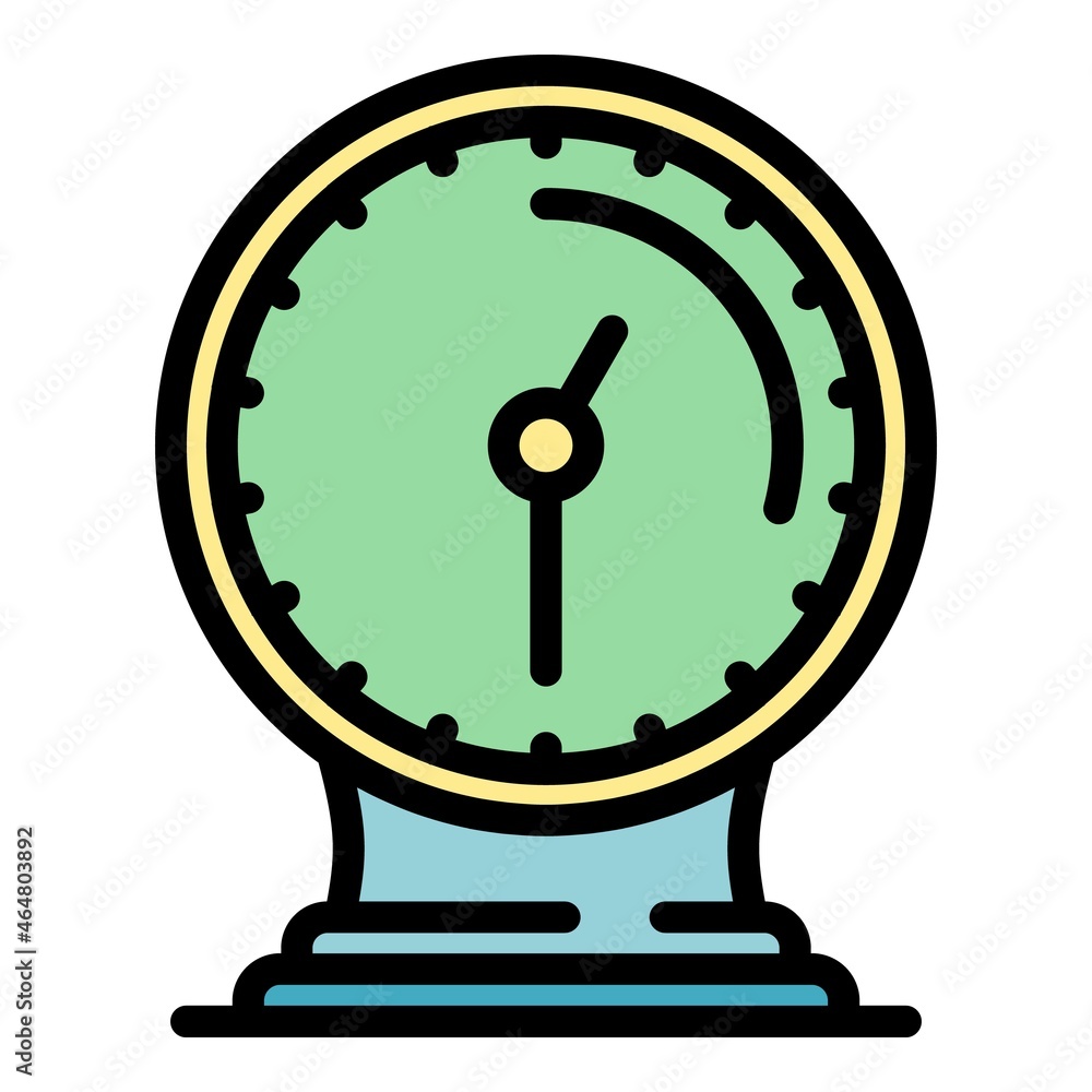 Poster desktop stand clock icon. outline desktop stand clock vector icon color flat isolated