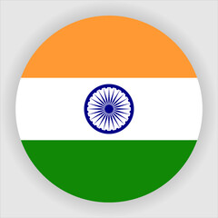 India Flat Rounded Country Flag button Icon